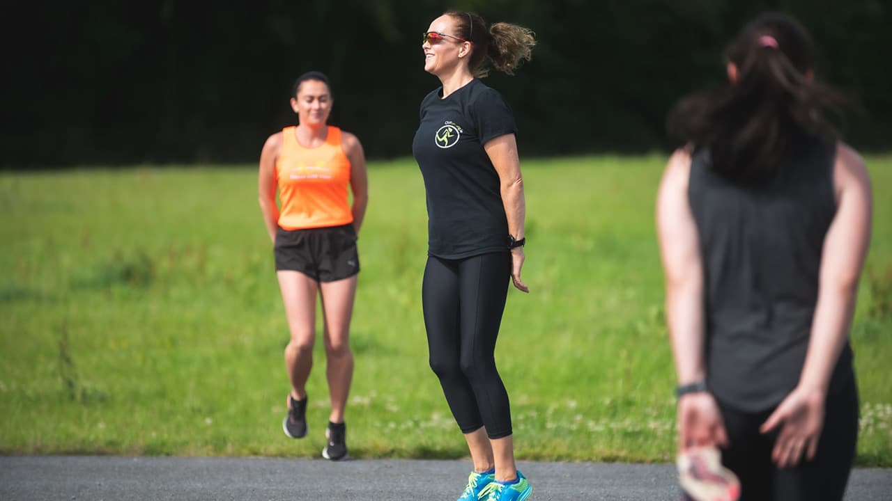 Emer O'Brien with two women exercising