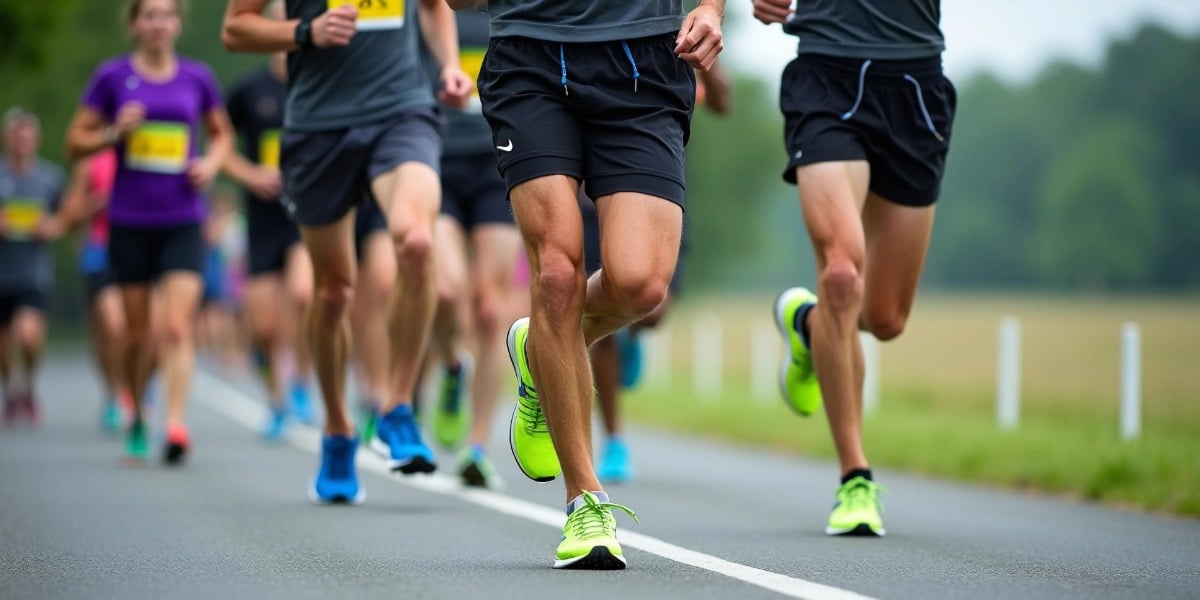 group of endurance runners on a paved road who practice Chiwalking