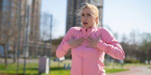 woman with anxiety and stress out for a chirunning session to relieve her anxiety