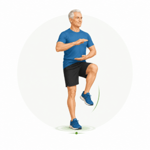 illustration of a man doing balancing exercises