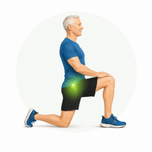 illustration of a man doing hip-flex exercises