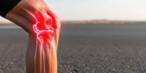 Runner's knee showing red inflammation in the joint, illustrating common running pain ChiRunning aims to prevent