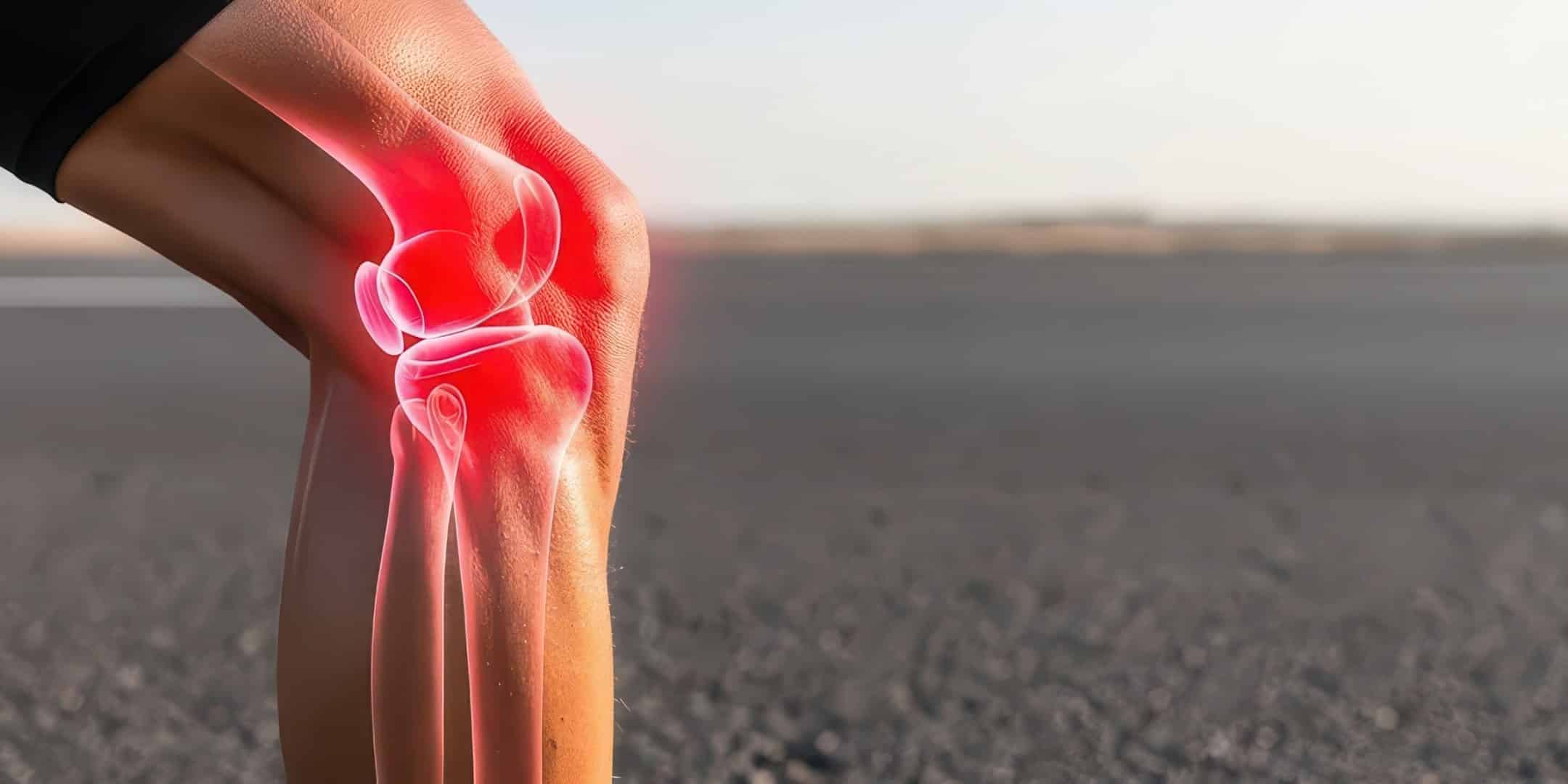 Runner's knee showing red inflammation in the joint, illustrating common running pain ChiRunning aims to prevent