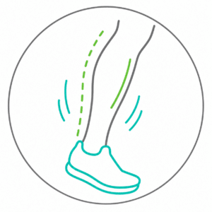 Line icon of a relaxed lower leg and ankle, illustrating loose muscles for smoother, lower-impact running form
